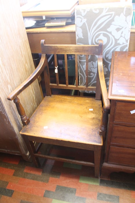 ***LOCATED AT GRESLEY****A leather seat Georgian single chair and a George III country oak carver