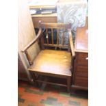 ***LOCATED AT GRESLEY****A leather seat Georgian single chair and a George III country oak carver