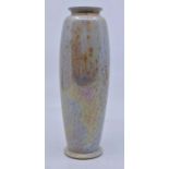 Ruskin Pottery: A Ruskin Pottery skittle vase in a iridescent grey glaze, height approx 15.5cm.