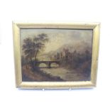 Three 19th Century oils on board of Scottish country scenes in gilt frames, unsigned, inscribed to