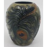 A Moorcroft ovoid vase, Phoenix pattern, decorated with peacock feathers, by Rachel Bishop, dated