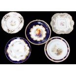 A 19th Century Coalport fruit comport / tazza, the centre painted with fruit signed A R Budd