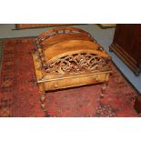 A Victorian mahogany canterbury, single drawer (AF)