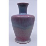 Ruskin Pottery: A Ruskin Pottery shouldered vase with pink and blue crystalline glaze, height approx