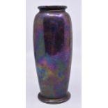Ruskin Pottery: A Ruskin Pottery slender baluster vase with mottled iridescent glaze, height
