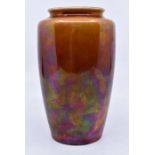 Ruskin Pottery: A Ruskin Pottery baluster vase high fired in iridescent brown glaze, height approx