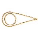 A 9ct gold Herringbone rope link chain, width approx 6mm, length approx 20'', carabina clasp,