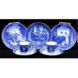 Christmas theme: A large collection Royal Copenhagen blue and white Christmas themed side plates