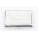 A George IV silver snuff box, basket weave engraved decoration, central vacant cartouche, gilt