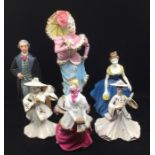 A group of ceramic figures to include: Royal Doulton - Statesman HN2859; Melanie HN2271; Winter