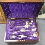 A Canadian silver flatware service, by Meriden Britannia Company, each piece engraved H, in mahogany