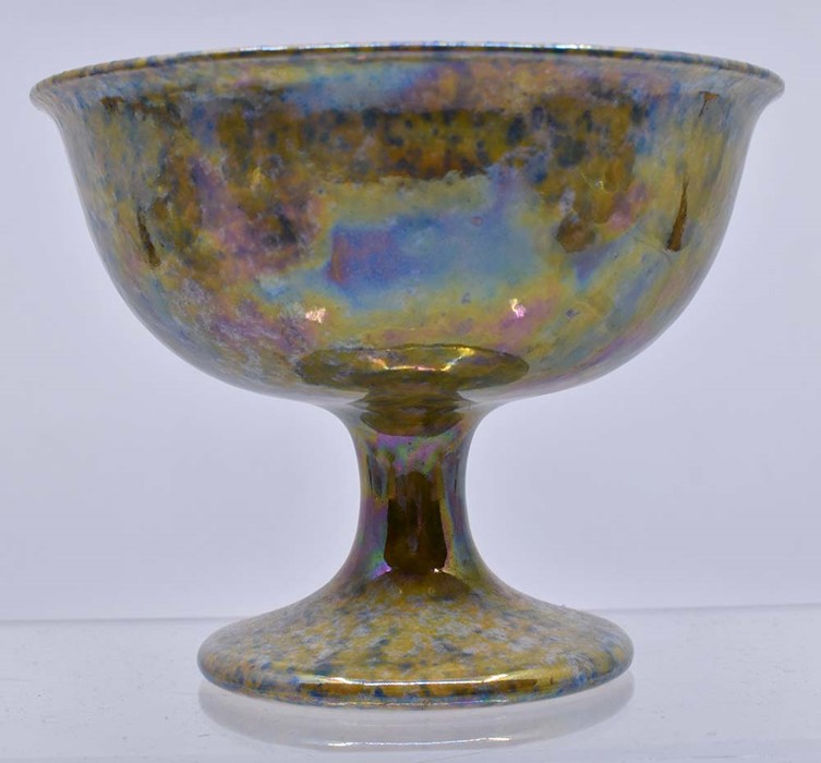 Ruskin Pottery: A Ruskin Pottery set of 6 pedestal footed bowls with speckled lustre glaze, height - Image 2 of 3