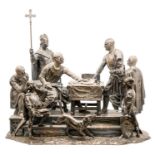 An Important Victorian silver sculptural group depicting KING JOHN SIGNING THE MAGNA CARTA Designed