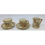 A collection of Royal Worcester Aesthetic blush ivory tea wares to include: five coffee cups and