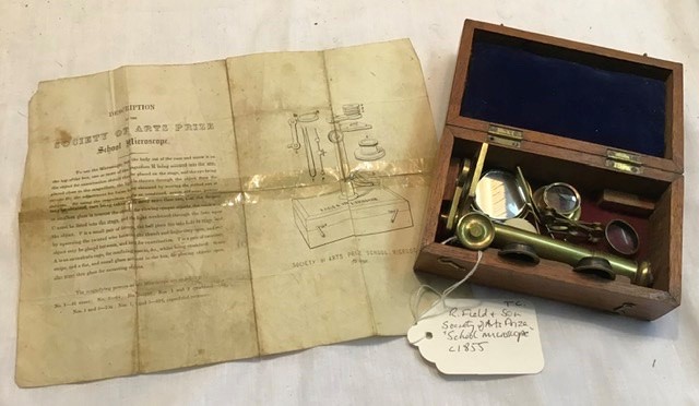 R Field & Son Society of Arts Prize School Microscope c1855. In original wooden box with