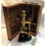 Nachet compound microscope c 1880. Good condition in wooden case.
