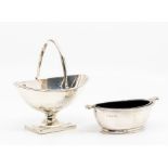 A pair of George III large oval silver salts, gadroon rim and foot with scroll handles, by NH (Henry