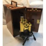 Swift & Sons compound microscope c 1898, good condition in wooden case.