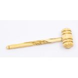 A late 19th Century ivory carved gavel, of decorative design, 37.12 grams approx