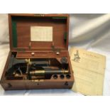 James Brown of Glasgow English Medical Microscope c1880. In wooden case with related accessories.
