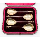 A set of four early 20th Century silver-gilt with Apostle spoons depicting St Philip, St Matthais