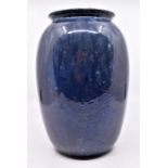 Ruskin Pottery: A Ruskin Pottery baluster vase with high fired blue glaze, height approx 24cm.