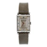 Jaeger LeCoultre- a gents Art Deco Jaeger LeCoultre wristwatch, silvered rectangular dial, approx 20