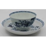 An 18th century Liverpool blue and white tea bowl and saucer, bowl approx 4cm high x 7.5cm diam,