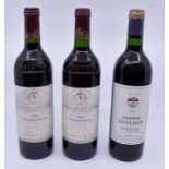 A collection of nine bottles of French wine to include:  Chateau Lascombes, Margeaux, Grand Cru