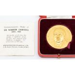 COINS - A 22ct gold cased commemorative medal, Sir Winston Churchill, John Pinches, London 1965,