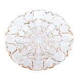 A Lalique Campanules pattern plate in neodymium glass, diameter 24cm, etched R Lalique, France to
