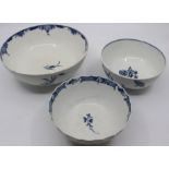 An 18th Worcester blue and white punch bowl, approx 21cm diam x 8.3cm high; a Worcester blue and