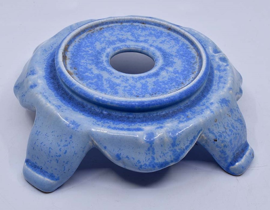 Ruskin Pottery: A Ruskin Pottery stand in the Oriental taste decorated in a tonal blue crystalline