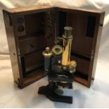 Reichert compound microscope Stand lll, 1896. Triple nosepiece, Reichert objectives no. 3 & 7a,