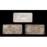 Three National Motor Museum 68g sterling silver bars (204g total)