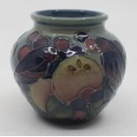 A Moorcroft small ovoid vase, Bullfinch pattern, impressed marks to base, approx 8cm high