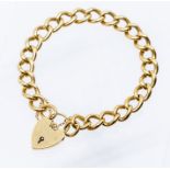 A 9ct gold heavy weight curb bracelet, width approx 7mm, padlock clasp, length approx 20cm, weight