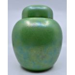 Ruskin Pottery: A Ruskin Pottery ginger jar and cover with apple green lustre glaze, height approx