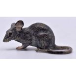 Bergman: A cold paainted bronze study of a mouse on all fours with tail curled round, length