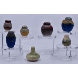 Ruskin Pottery: 7 Ruskin Pottery miniature/dolls house ginger jars and vases in a variety of