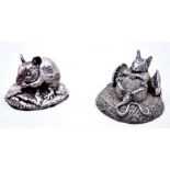 Silver figural cast models of mice to include a realistic cast silver model of a field mouse,