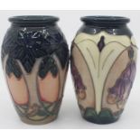 A Moorcroft ovoid vase, Cluny pattern, approx 11cm high; and another vase with foxgloves, dated