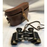 Binoculars: C P Goerz c1908 compact prism binoculars 4 1/2 X neo universal, along with rare WW2