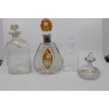 A collection of mainly Continental glass to include possibly French spirit decanter and stoppers,