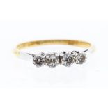 A diamond and 18ct yellow gold ring, comprising four claw set old cut diamonds, total carat weight
