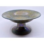 Ruskin Pottery: A Ruskin Pottery comport with a green speckled lustre glaze, diameter approx 24cm,