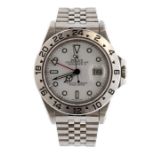 Rolex- a gents Oyster Perpetual Date Explorer II- white dial, with applied cream dot and baton