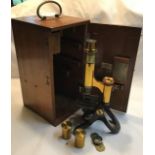 Henry Crouch student microscope c1882 in wooden case.