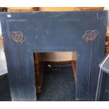 An Art Nouveau style Mackintosh type cast iron fire surround, stamped 'Mackintosh' and 'Gallery'