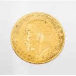 George V 1912 sovereign  Condition, slight wear to high points with small scratches to surface.